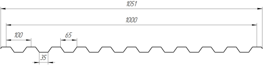 Профнастил НС21 1065/1010x0,25 мм, Оцинкованный